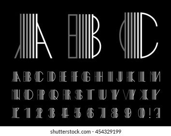 Abstract font. Abstract alphabet with lines. Font design. Black and white
