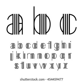 Abstract font. Abstract alphabet with lines. Font design. Black font