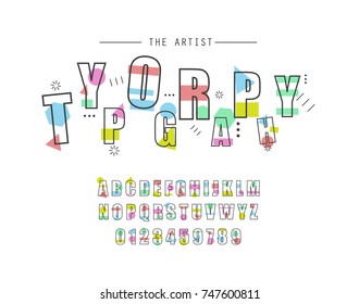 Abstract font and alphabet set isolated on white background. Collection of modern alphabet, vector illustration. For web site, print material, t-shirts and apparel