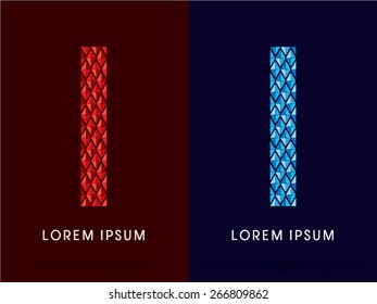 I ,Abstract font, concept hot and cool, fire and ice, graphic, vector.