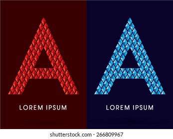A ,Abstract font, concept hot and cool, fire and ice, graphic, vector.