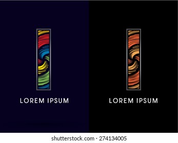 I ,Abstract , font, concept Spin,designed using colors and gold silver bronze grunge brush,sign ,logo, symbol, icon, graphic, vector.