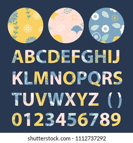 Abstract font design with flower patterns, Alphabet set