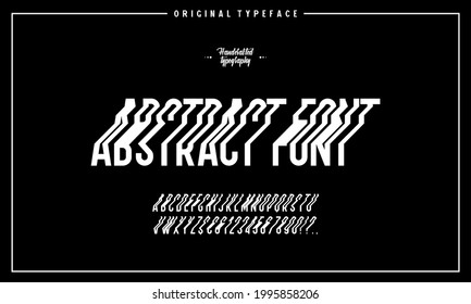 Abstract font, distorted letters of the English alphabet. A broken, stepped, stylized font. Vector illustration