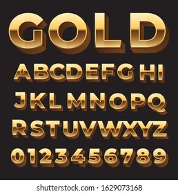 abstract font with golden alphabet retro style