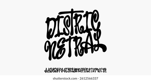 Abstract Font. Groovy Font. Graffiti Font. Creative Hand Drawn Uppercase, Street Art Classic Lettering Fashion Designs Typography modern decorative vintage concept vector illustration