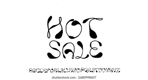Abstract Font. Groovy Font. Graffiti Font. Creative Hand Drawn Uppercase, Street Art Classic Lettering Fashion Designs Typography modern decorative vintage concept vector illustration