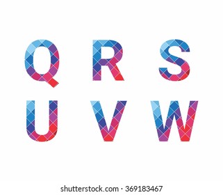 Abstract font, letters are made of polygons of different colors
