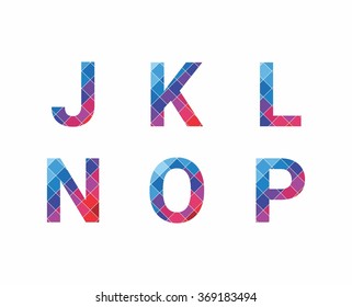 Abstract font, letters are made of polygons of different colors