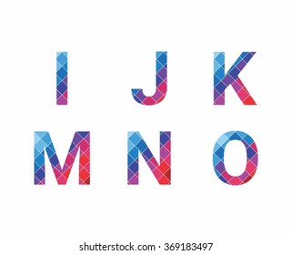 Abstract font, letters are made of polygons of different colors