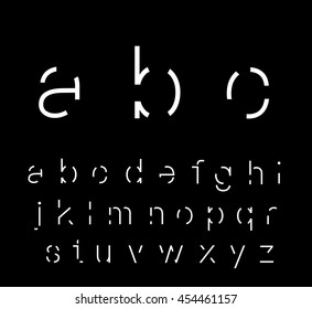 Abstract font. Minimalist alphabet. Font design. White font