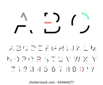 Abstract font. Minimalist alphabet. Font design. Black font