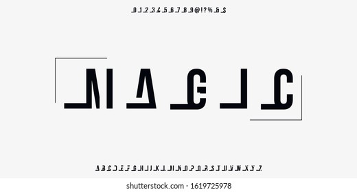 Abstract font. Modern alphabet. minimal design.Typography typeface digital  font.Vector illustraion classic lettering.Elegant style font