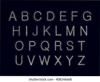 Abstract font with points. Vector alphabet with dots effect letters