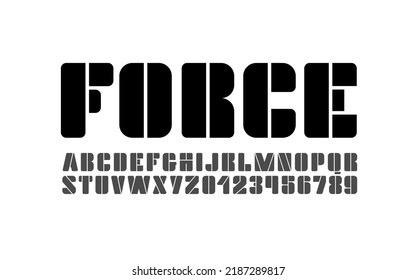 Abstract font, thick alphabet, bold letters and numbers, vector illustration 10eps