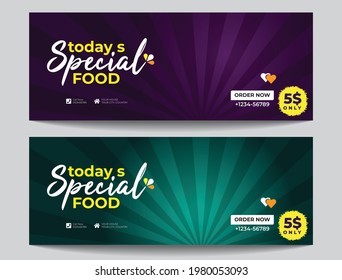 Abstract food banner, social media banner design, restaurant banner templated 
