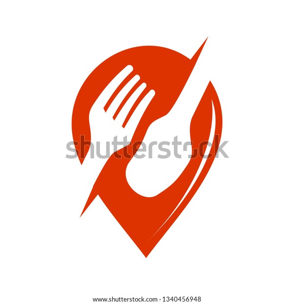 Abstract Food Location Logo. Modern\
template design.Vector illustration. fork logo. maps\
icon