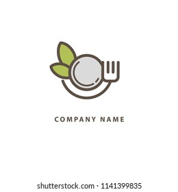 Abstract food logo icon vector design. Recipe, cooking, course, cafe, restaurant, fast food vector logo. Editable Design. Plate and cutlery logo. Cooking food, menu web icon. Abstract sign