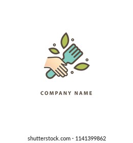 Abstract food logo icon vector design. Recipe, diet, cooking, cafe, restaurant, vegan, gmo, gluten free fresh food vector logo. Editable Design. Leaf and cutlery logo. Cooking food, menu web icon.