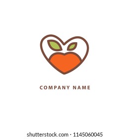 Abstract food logo icon vector design. Recipe, cooking, course, cafe, restaurant, vegan food vector logo. Editable Design. Apple with leaf logo. Cooking food, menu web icon.