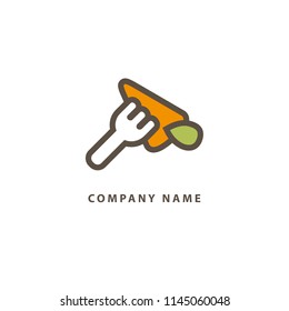 Abstract food logo icon vector design. Recipe, cooking, course, cafe, restaurant, vegan food vector logo. Editable Design. Carrot with leaf logo. Cooking food, menu web icon.