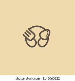 Abstract food logo icon vector design. Recipe, cooking, course, cafe, restaurant, fast food vector logo. Editable design. Cutlery logo. Cooking food, menu web icon.