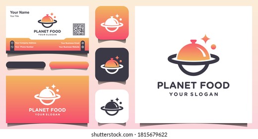 Abstract Food Planet Logo Design Template Vector Illustration And Business Card Design.