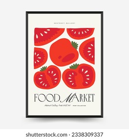 Abstract food posters template. Modern trendy Matisse minimal style. Kitchen and restaurant decor. Hand drawn design for wallpaper, wall decor, print, postcard, cover, template, banner.