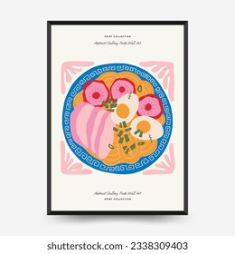 Abstract food posters template. Modern trendy Matisse minimal style. Kitchen and restaurant decor. Hand drawn design for wallpaper, wall decor, print, postcard, cover, template, banner.