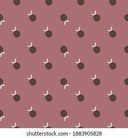 Abstract food seamless pattern with organic little mandarins ornament. Purple pastel colors. Graphic design for wrapping paper and fabric textures. Vector Illustration.