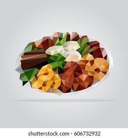 Abstract  food set with meat. Triangle fast food icon
