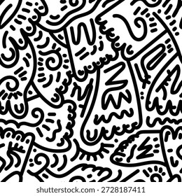 Abstract foot doodle seamless pattern. hand drawn illustration for sticker, postcard, wallpaper, mural, fabric, prints, etc