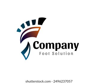 abstract foot step technology logo design template