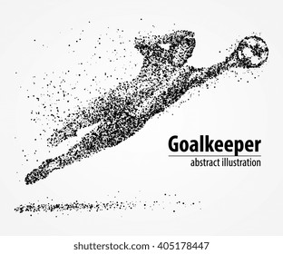 Abstract football goalkeeper jumping in black circles. Vector illustration.