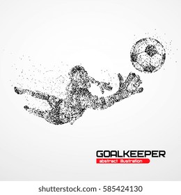 Abstract football goalkeeper jumping in black circles. Vector illustration.