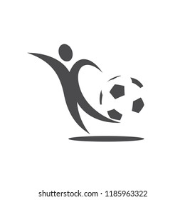 Abstract football player in action, vector stylized logo 
