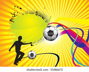 abstract football with playing man vector illustration