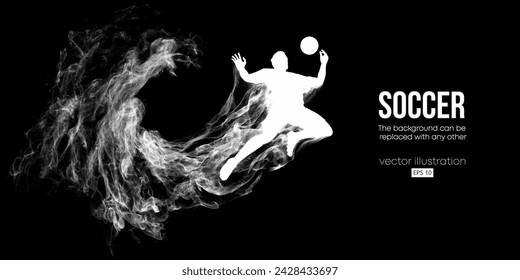 Abstract football soccer player man in action isolated black background. Vector illustration