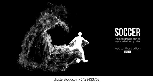 Abstract football soccer player man in action isolated black background. Vector illustration