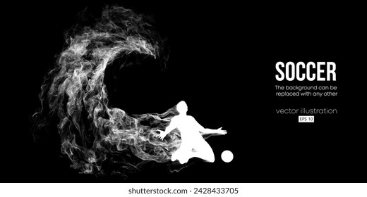 Abstract football soccer player man in action isolated black background. Vector illustration