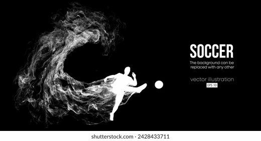 Abstract football soccer player man in action isolated black background. Vector illustration