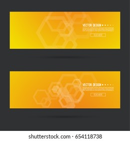 Abstract footer with transparent cubes, hexagons carcass. Futuristic vector header.