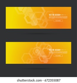 Abstract footer with transparent cubes, hexagons carcass. Futuristic vector header.