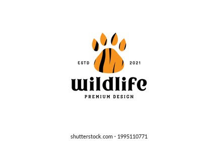 abstract footprints tiger wild logo vector icon illustration design