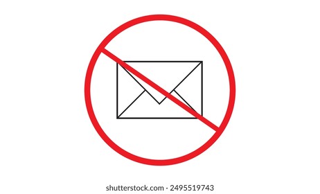 Icono de Vector de correo Abstractas prohibido. No envíe el diseño plano de la muestra del mensaje en el fondo blanco.
