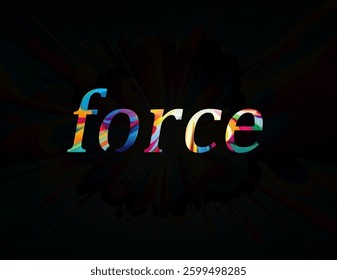 Abstract Force Text Effect Design Black Background