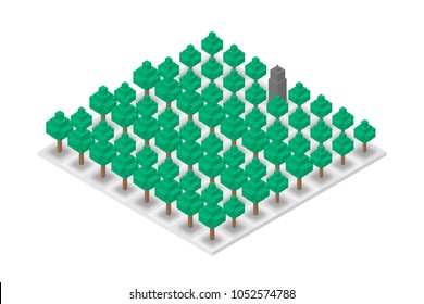 Abstract Forest and Building chess 3D isometric virtual, World Environment Day concept design illustration isolated on white background