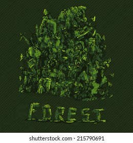 Abstract forest doodle. Vector Illustration
