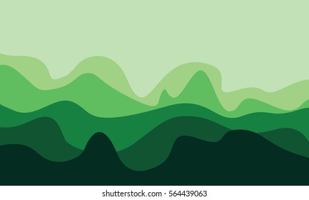 abstract forest green mountains waves background 