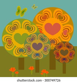 Abstract forest of hearts.